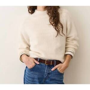 NEW MARINE LAYER suri alpaca mock neck sweater in cream
